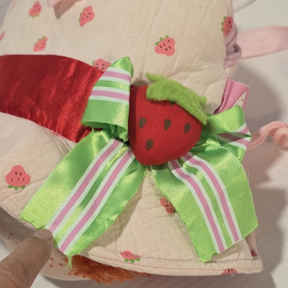 Rare Vintage 2004 Strawberry Shortcake Backpack Head Plush Zip Up Pouch Pink - Picture 3 of 9